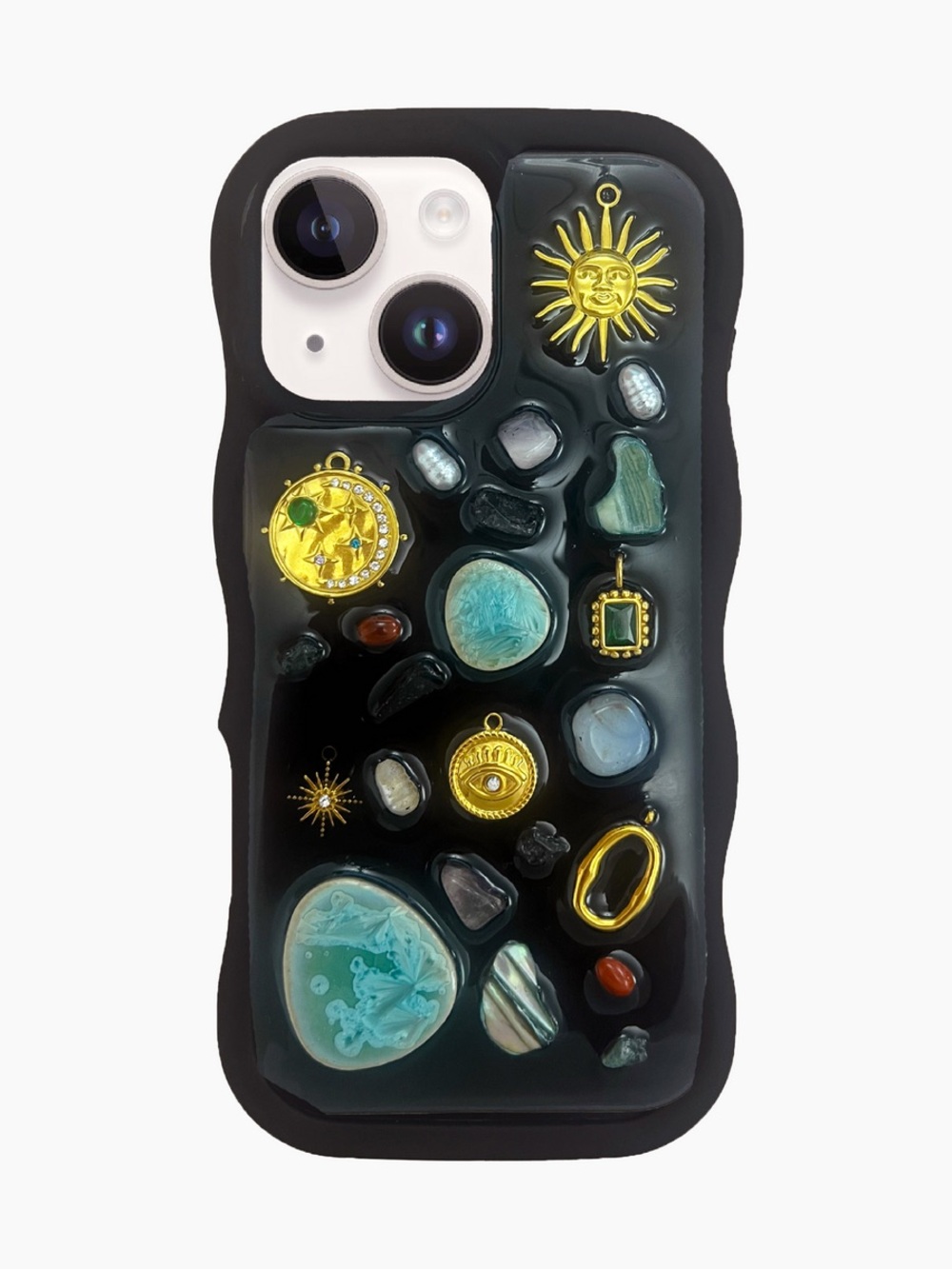 Artikl Mosaic iPhone 16 Pro Max Phone Case Black Charm Gemstone Boho New in Box